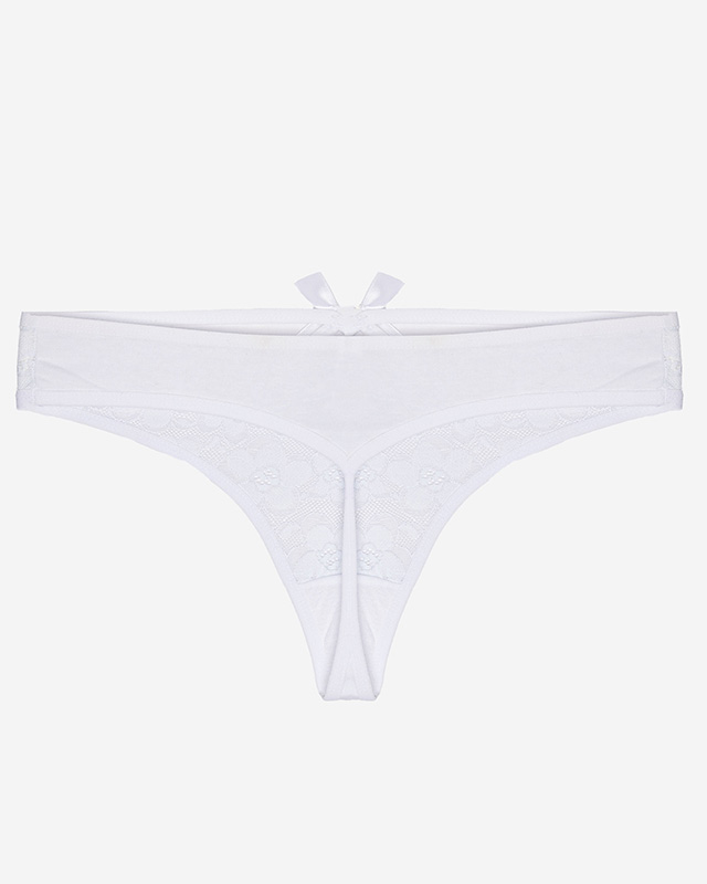 Bílé dámské krajkové kalhotky tanga - spodní prádlo