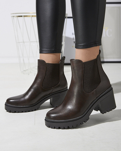 OUTLET Темно-коричневі жіночі черевики на стійці Foccillo- Footwear