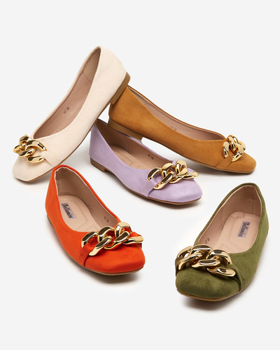 Béžové dámské baleríny s ornamentem Caviene - Obuv