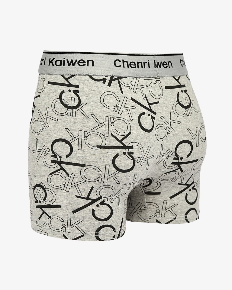 Royalfashion Pánské boxerky s potiskem ve světle šedé barvě