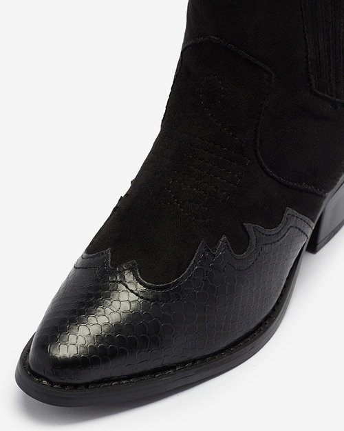 Чорні ковбойки на низькому каблуці Zirras