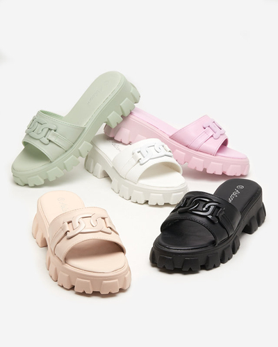 OUTLET Fialové dámské pantofle na silnější podrážce Inza-Shoes
