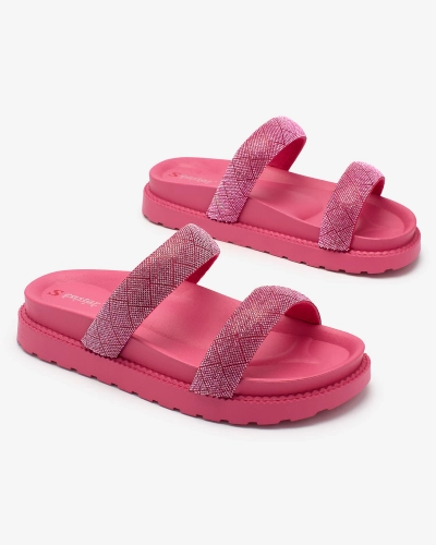 Жіночі шльопанці з цирконієвими блискітками Royalfashion Fuchsia