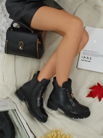 Еко шкіряні шнуровані ботильйони жіночі Veltih