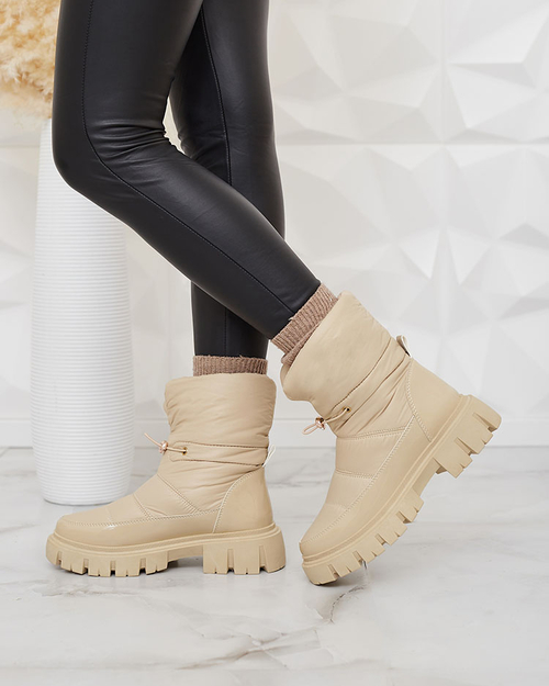 Жіночі снігоступи Royalfashion Slip-on бежеві Sadella