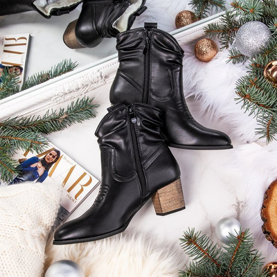 Vincenza černé teplé kovbojské boty - Obuv