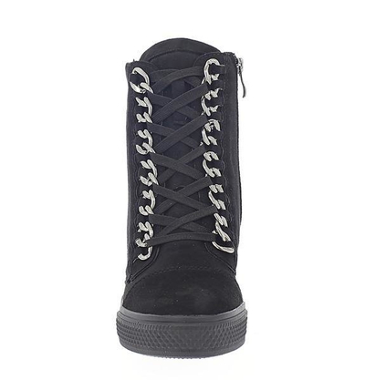 Czarne sneakersy na koturnie - Obuwie