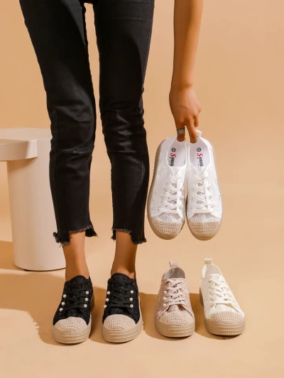 Royalfashion dámské krajkové tenisky se třpytkami Nille