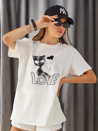 Royalfashion Dámské bavlněné tričko Cat Love
