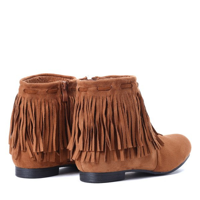 Botki z frędzlami - kolor camel Frenee- Obuwie