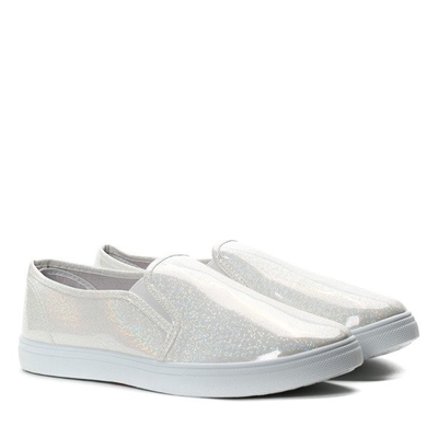 Białe slip on holograficzne Harleigh- Obuwie