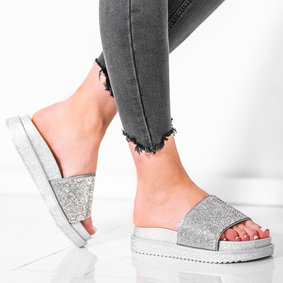 Srebrne klapki z cyrkoniami Louisiana - Obuwie