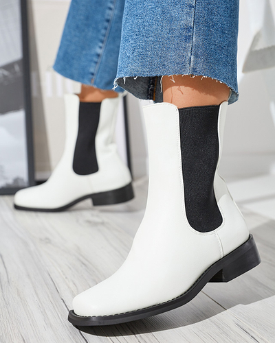 Bílé vysoké kozačky pro ženy s hranatou špičkou Ludiz- Footwear