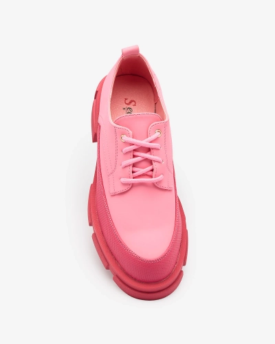 Royalfashion růžové Dámské matné polobotky na pevné podrážce Trendy Chunky