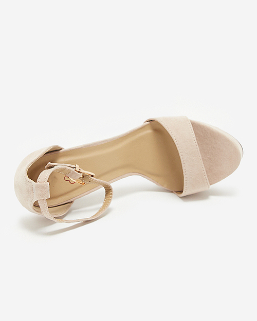 Бежеві жіночі босоніжки на вищому каблуці Cerista - Взуття