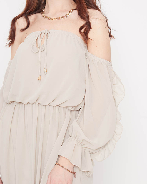 Жіноча бежева іспанська сукня максі - Одяг