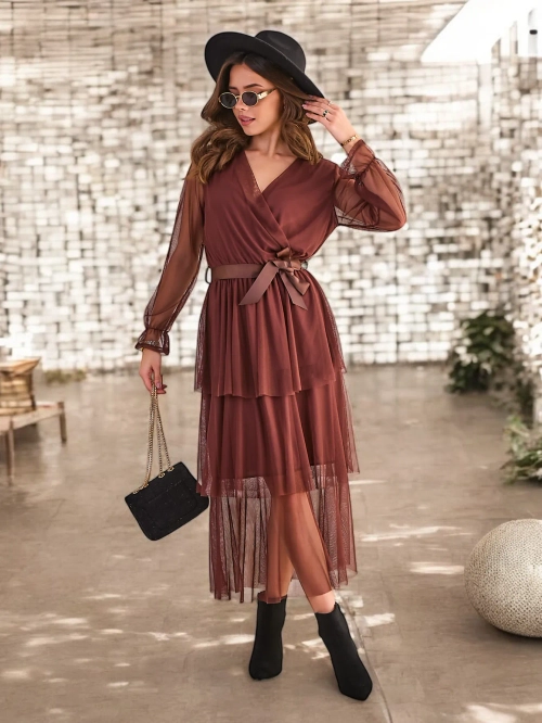 Royalfashion Жіноча довга сукня з оборками