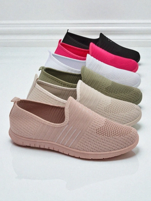 Жіночі туфлі Aelia рожеві з тканини, зручні мокасини на плоскій підошві