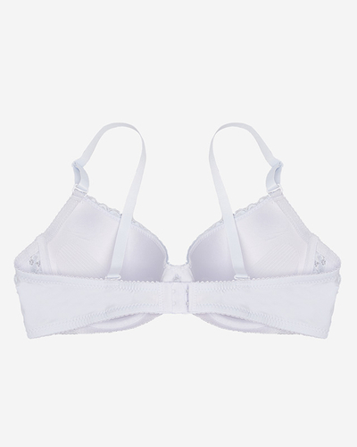 Bílá dámská push-up podprsenka zdobená krajkou- Spodní prádlo