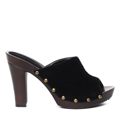 Czarne klapki drewniaki - Obuwie