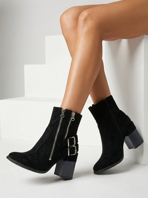 Чоботи Royalfashion жіночі чорні з декором Feirrgo