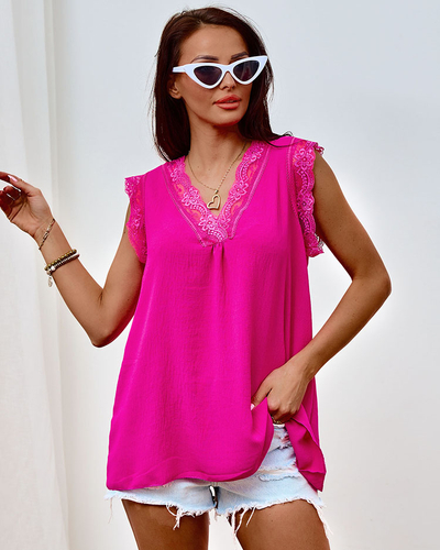 Royalfashion Жіноча блузка без рукавів з мереживом