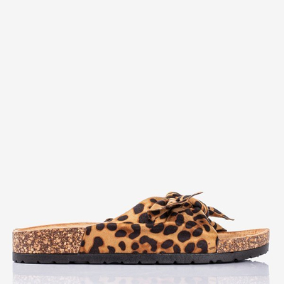 Hnědé dámské žabky s leopardím lukem Sunshine - Footwear 1