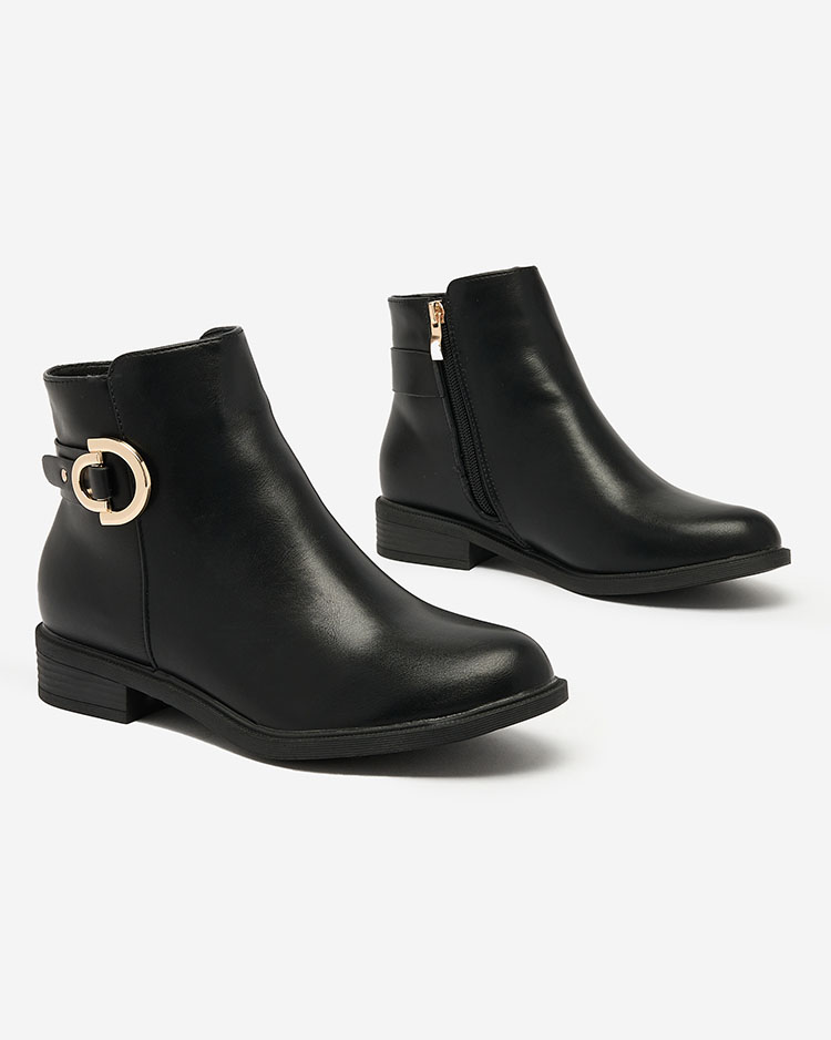 Royalfashion Černé dámské kozačky a'la sztyblety s ozdobami Ederte