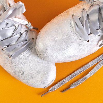 Světle šedé dámské brokátové sportovní boty se stuhou Simoli - Obuv