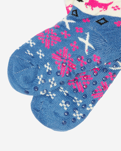 Темно-сині жіночі шкарпетки з новорічним візерунком - Нижня білизна