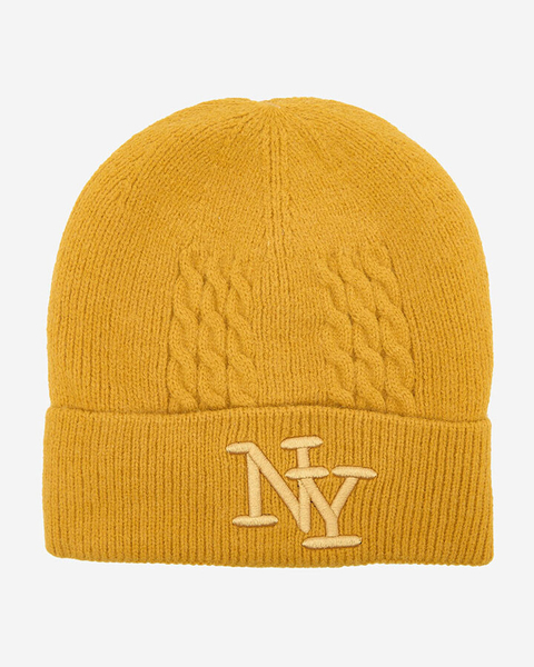 Royalfashion Hořčicová zateplená dámská čepice