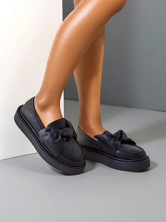 Royalfashion Elegantní dámské mokasíny s mašlí Ortto