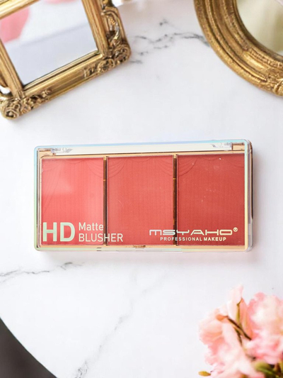 Paleta 3 odstínů matné tvářenky na tváře, odstín Cool Rose