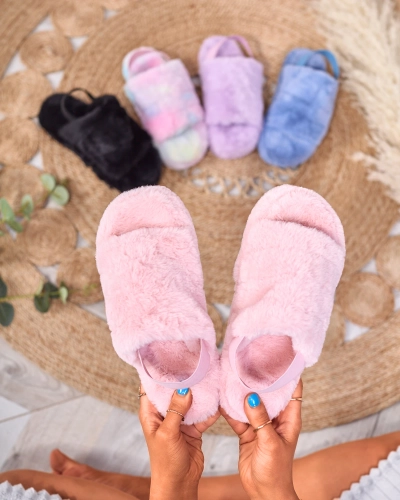 Royalfashion Růžové dámské pantofle s kožíškem Nabres