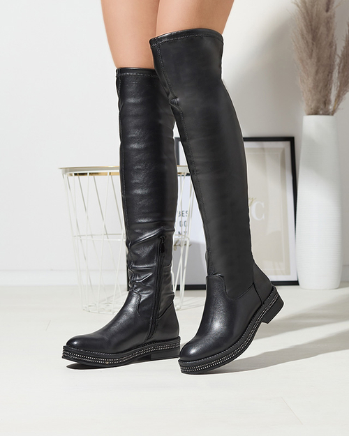 Жіночі ботильйони на плоскій підошві чорного кольору Sereii-Footwear