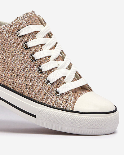 Zlaté dámské tenisky na skryté kotvě s lesklou nití Seggat- Obuv