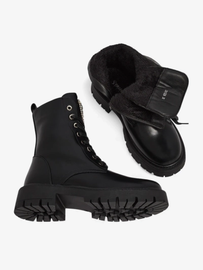 Dámské černé kožené elegantní boty Luna na podzim