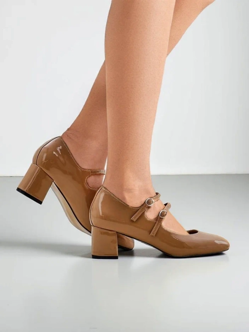 Royalfashion Патентовані жіночі туфлі на підборах зі стрічками Ovigs