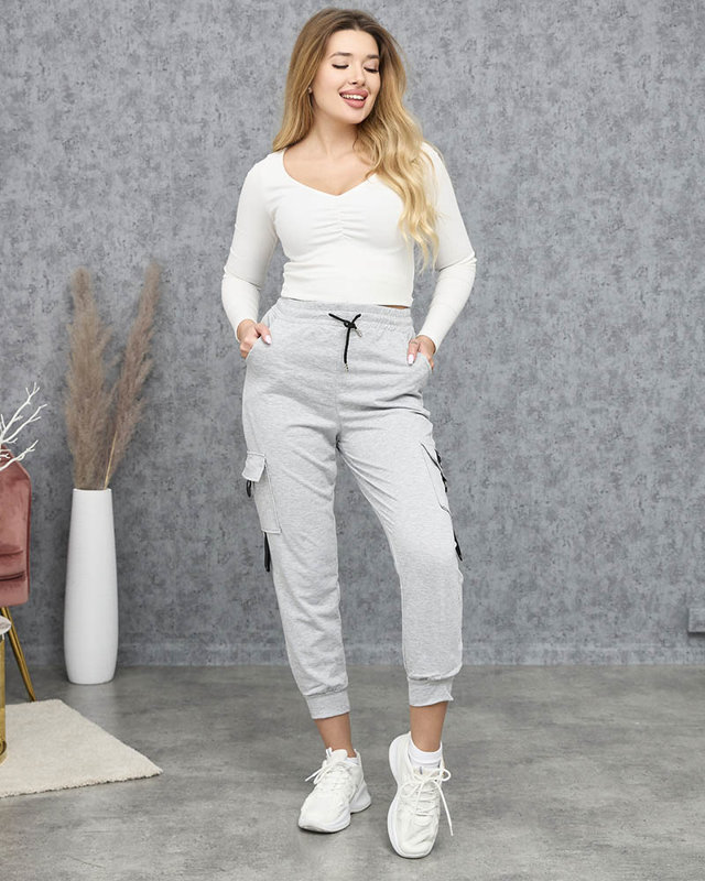 Světle šedé cargo tepláky - Oblečení