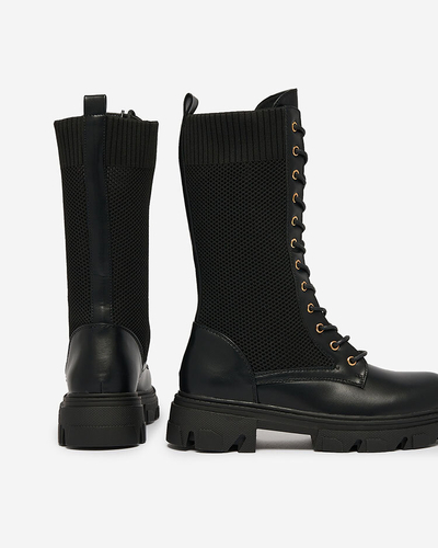 Royalfashion Ажурні чорні жіночі черевики на плоскому каблуці Kaliffo