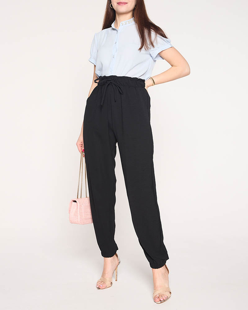 Чорні тканинні жіночі штани PLUS SIZE - Одяг