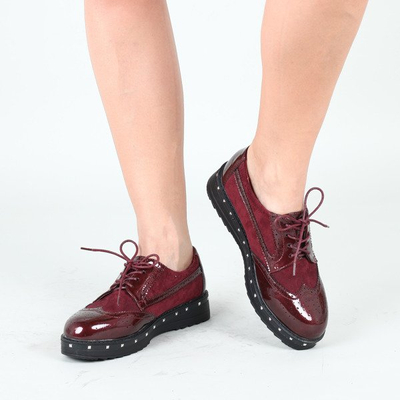 Bordowe oxfordy z ćwiekami Halsey - Obuwie