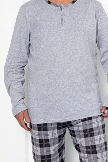 Royalfashion Pánské kostkované bavlněné pyžamo PLUS SIZE