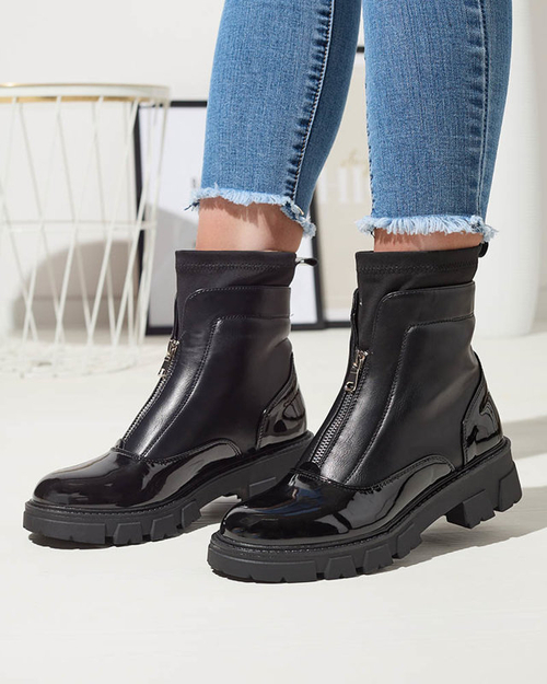 Жіночі черевики на блискавці посередині чорного кольору Elibe- Footwear