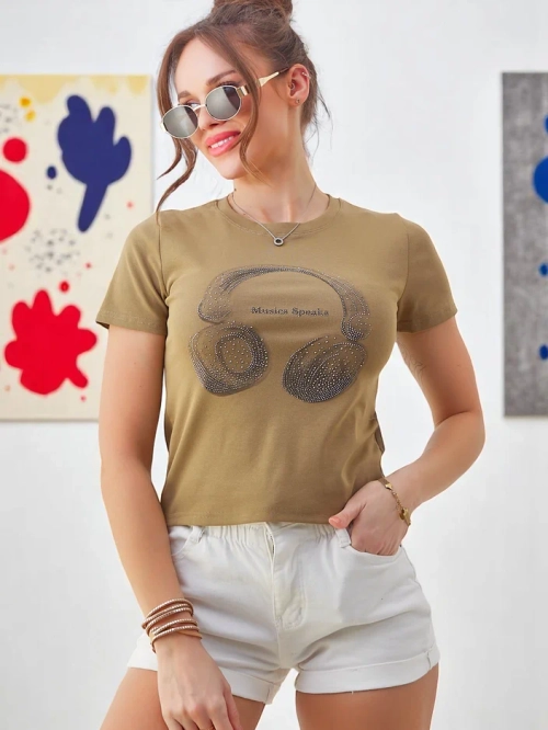 Royalfashion Жіноча бавовняна футболка з принтом Music Speaking