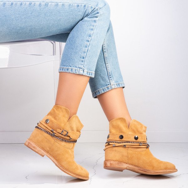 Hnědé kovbojské boty na vnitřním klínu Salem - Obuv