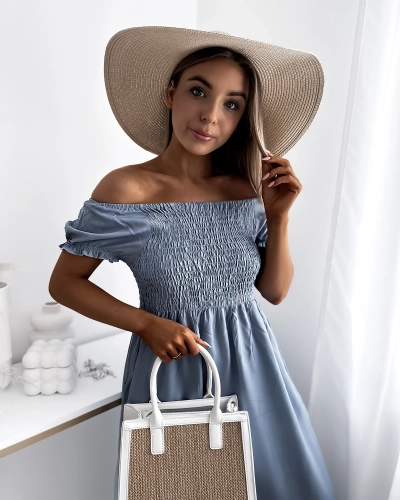 Dlouhé dámské šaty a'la hiszpanka v modré barvě- Oblečení