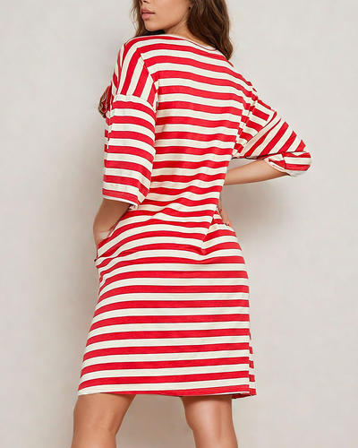 Royalfashion Dámské pruhované oversize midi šaty