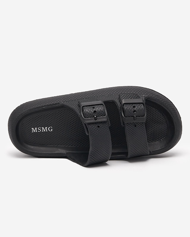 Dámské černé pantofle s přezkami Eckos - Obuv