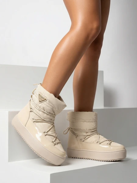 Royalfashion Dámské nazouvací boty a'la snow boots v béžové barvě Vevnose